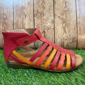 Earth Origins Bevvy Gladiator Sandals Womens size 9.5 M Red Multi Leather